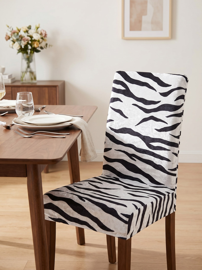 Pokrowiec  na krzesło welurowe biała zebra