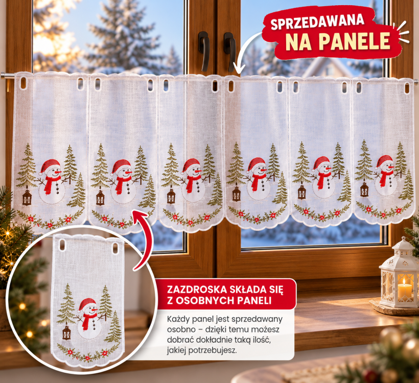 Świąteczna zazdroska z bałwankiem panele 40x16 cm