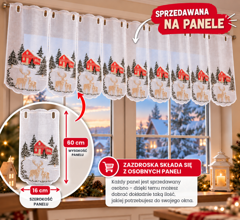  Świąteczna zazdroska z jelonkami panele 60x16 cm
