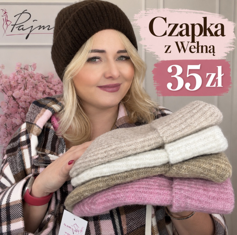 Czapka prążek z wełną 15649