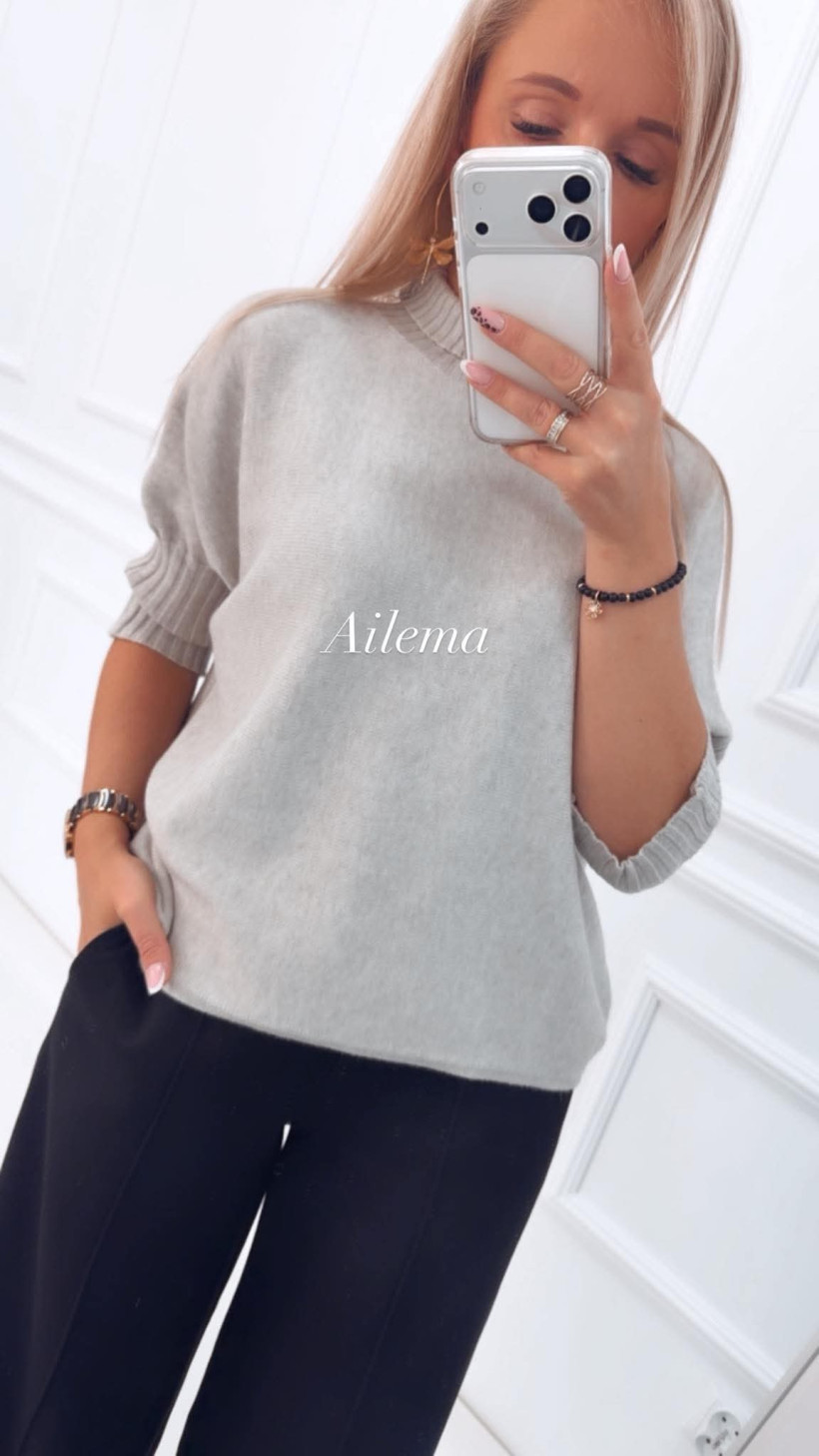 WYPRZEDAZ Sweter pudełko półgolf ze ściągaczem rw587 krótki rękaw prążek