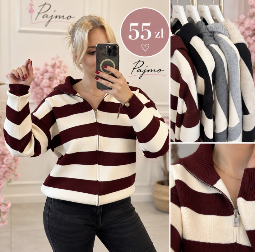 Sweter rozpinany w pasy 15625