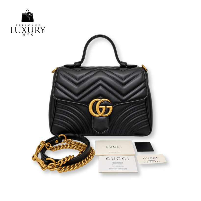 GUCCI GG 498110 Marmont Small Top Handle 2-Way GHW