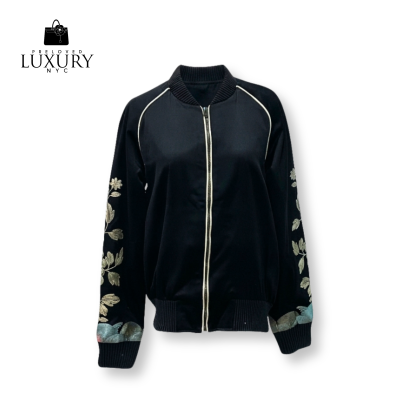 GUCCI 456674 Butterfly & Flower Embroidered Silk Bomber 2016 Jacket