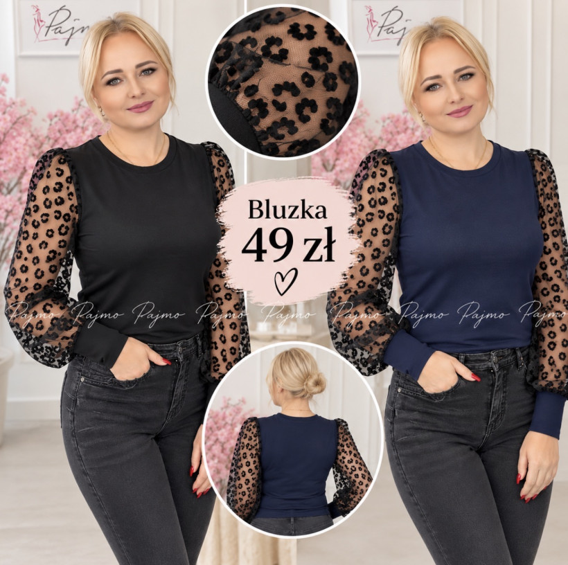 Bluzka rękawy panterka 15661