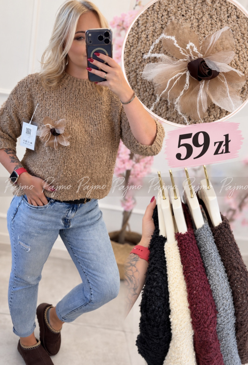 Sweter bukla kwiat 15673