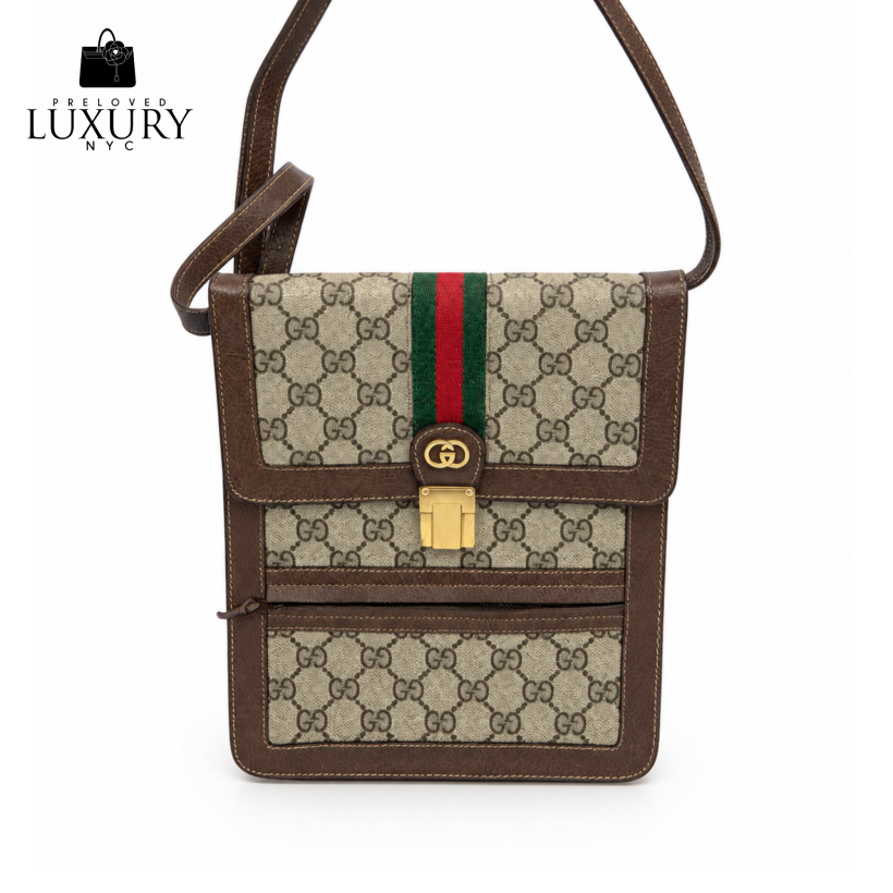 GUCCI Vintage Sherry Line Crossbody GG Canvas Bag