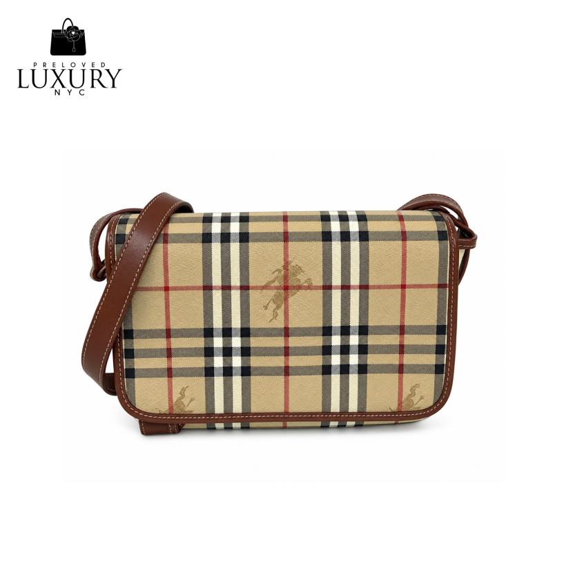 BURBERRY Vintage Haymarket Check Flap Bag