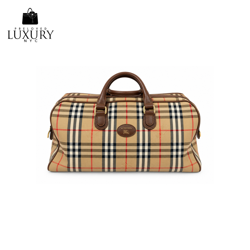 BURBERRY Check Boston Travel Bag