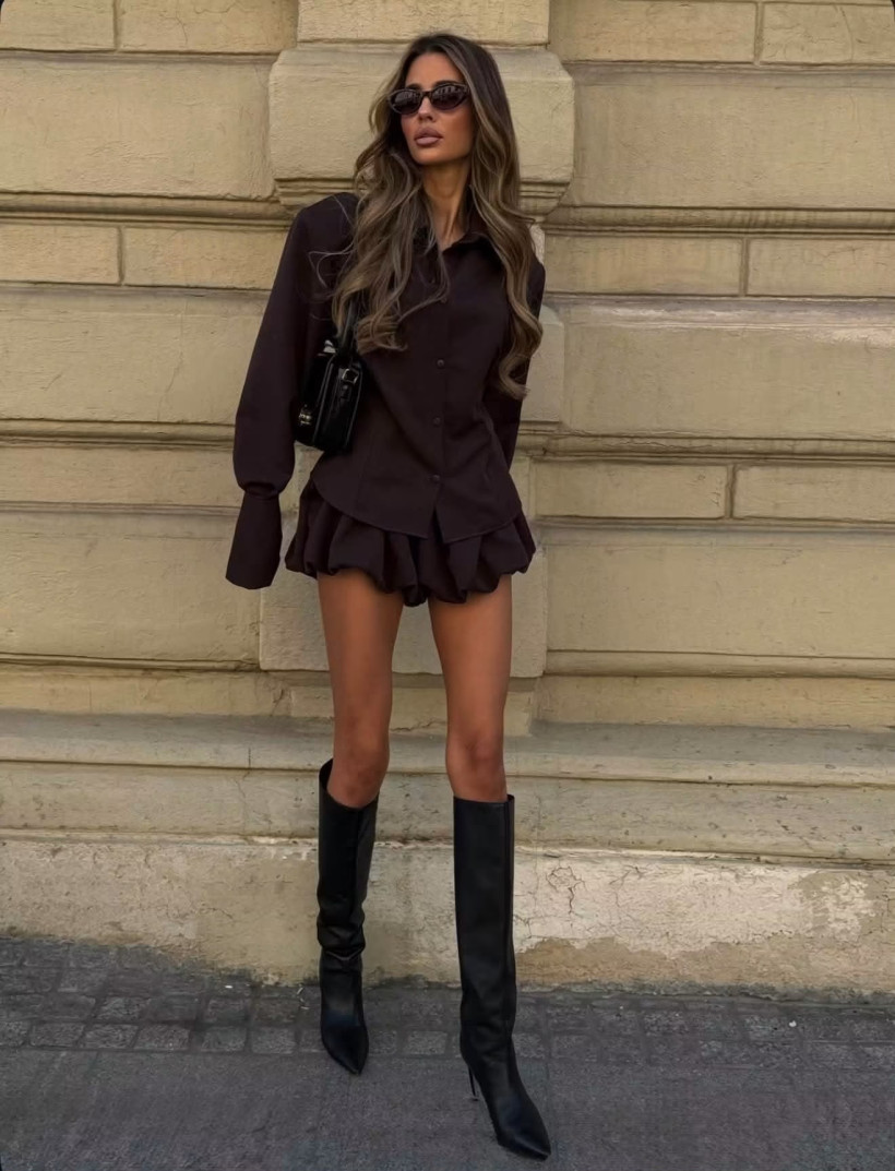 Komplet lil glam sztruks czekolada