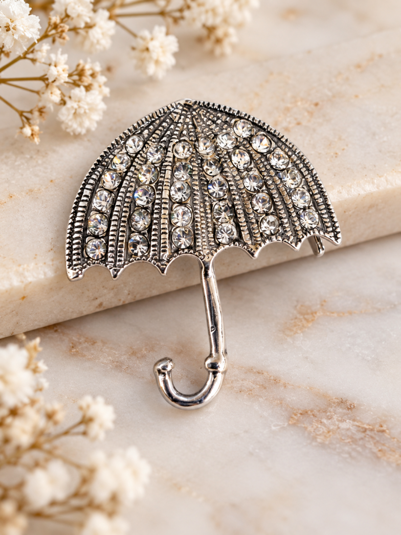 SREBRO 925 broszka parasolka szer. 2,5 cm, dł. 3 cm