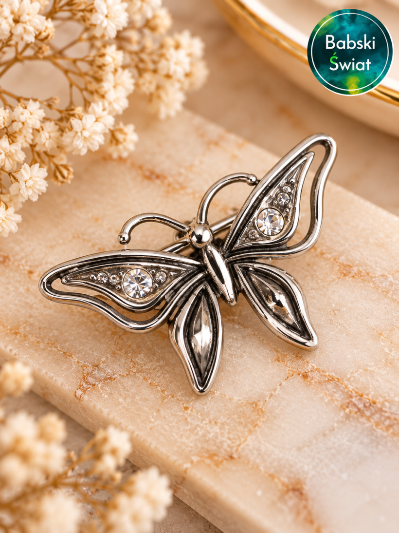 SREBRO 925 broszka MOTYL  szer.2,5 cm, dł, 1,5 cm