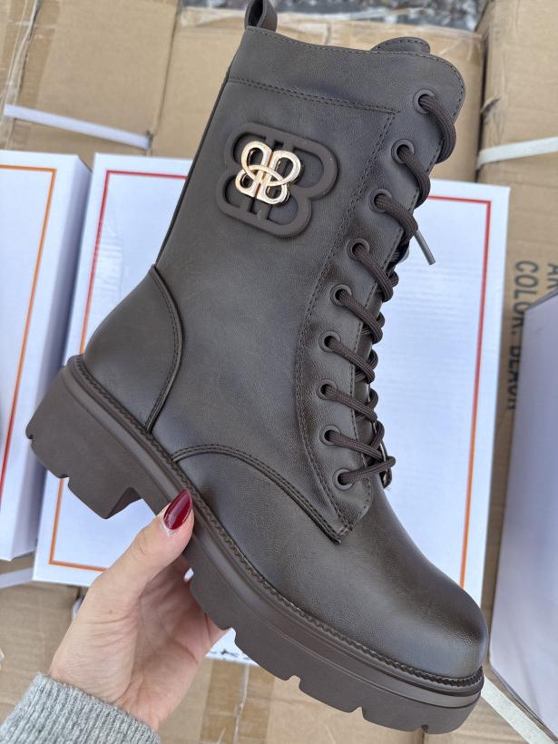 okazja 4 kozak brązowy wiązany z ozdobą bb xj-905 taupe