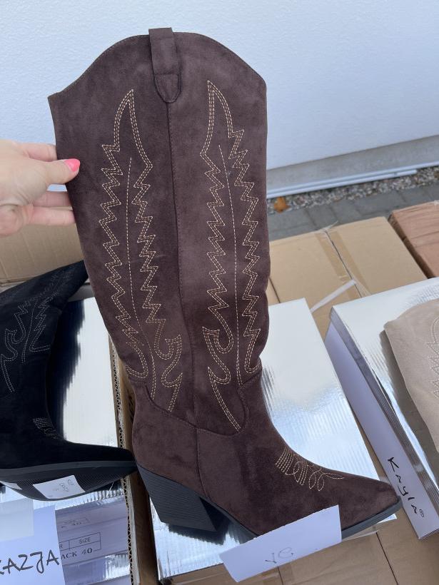 okazja 16 kowbojka czekoladowa wyszywana Kayla CC2368 brown 