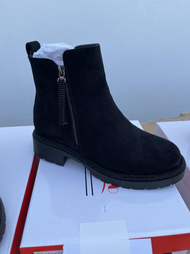 okazja 21 botek zamszowy zamek cyrkonie GoGo Shoes SA7118-1 black 