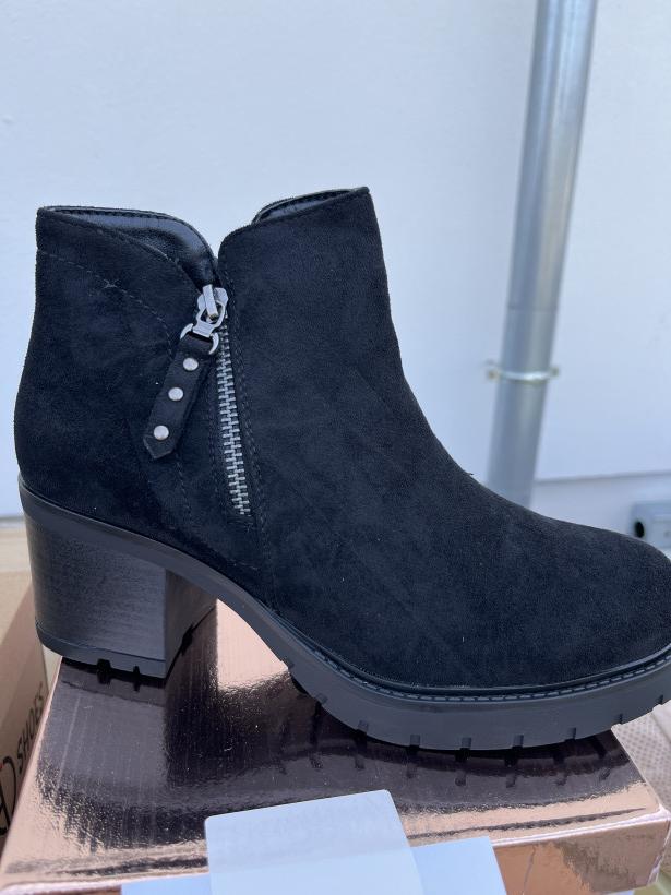 okazja 27 botek czarny klocek zamszowy zamek Sweet Shoes D8176 black 