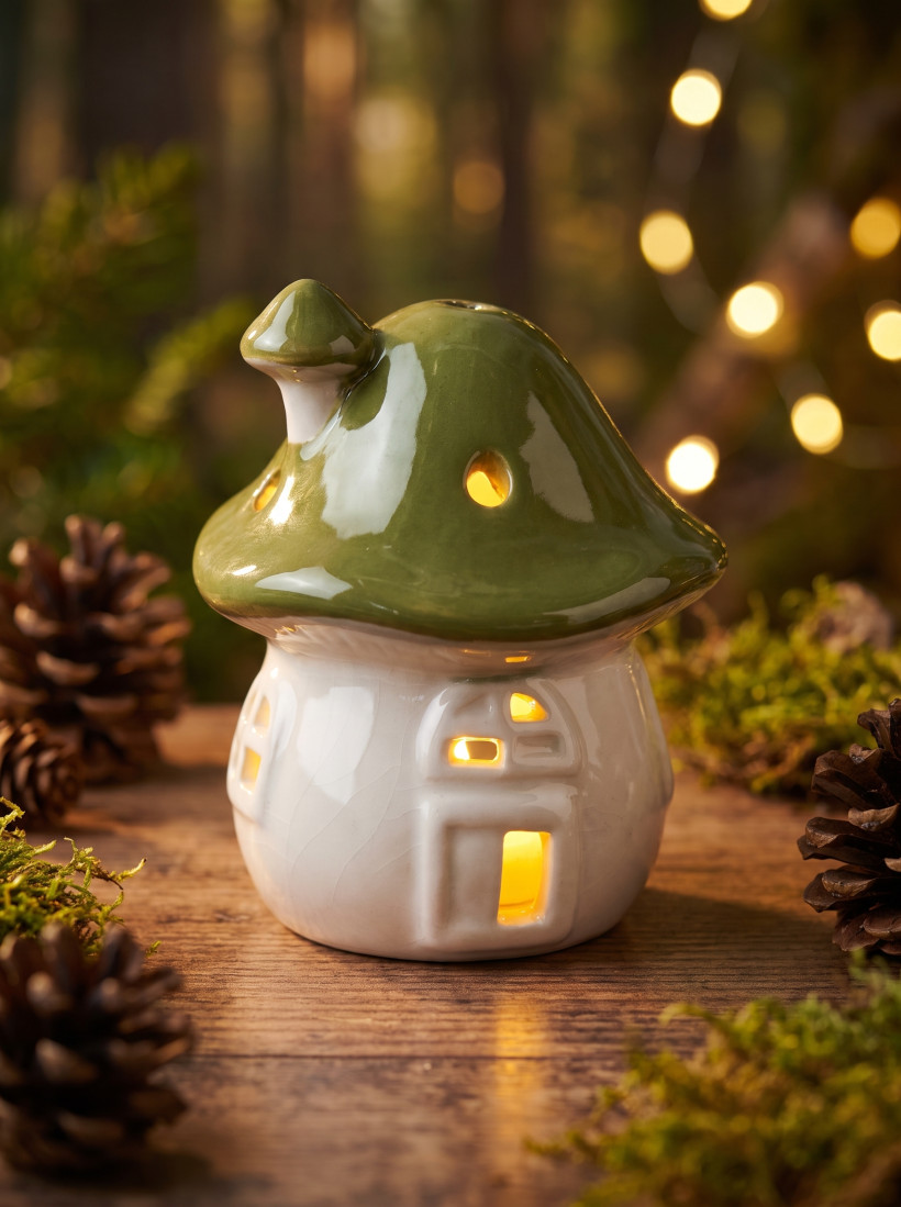 Domek dekoracyjny LED z dolomitu 10,5 cm zielony