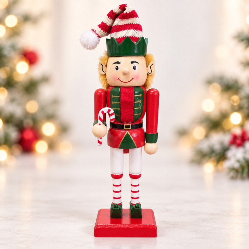 Dziadek do Orzechów drewniany 25 cm, figurka świąteczna żołnierzyk elf