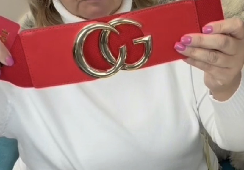 Pasek jednokolorowy gumowy, złota klamra CG - C202160