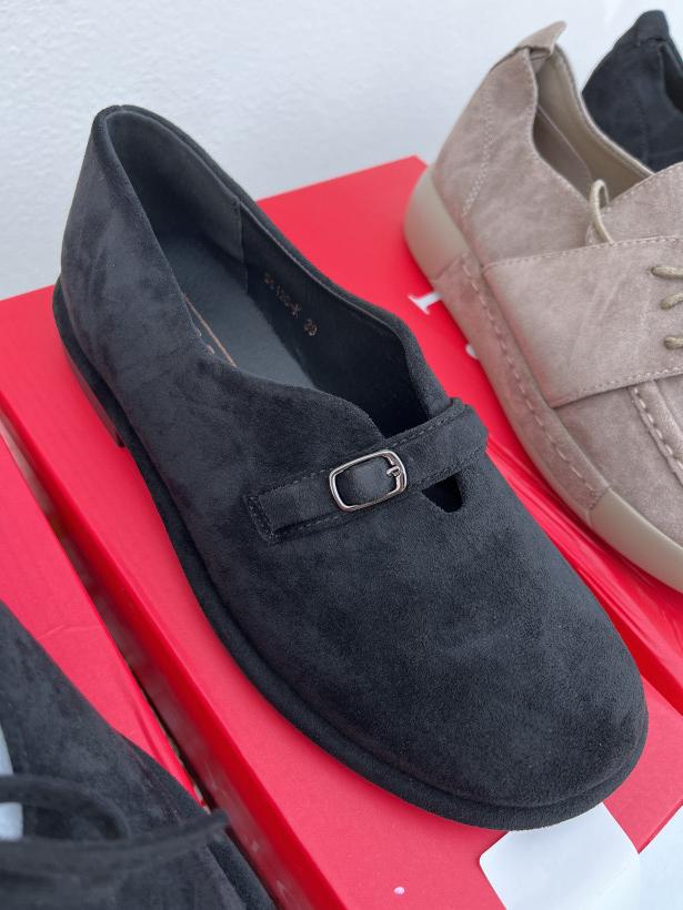 Molo 9 półbut balerina czarna z zapieciem szeroka YJG 3612C-K black