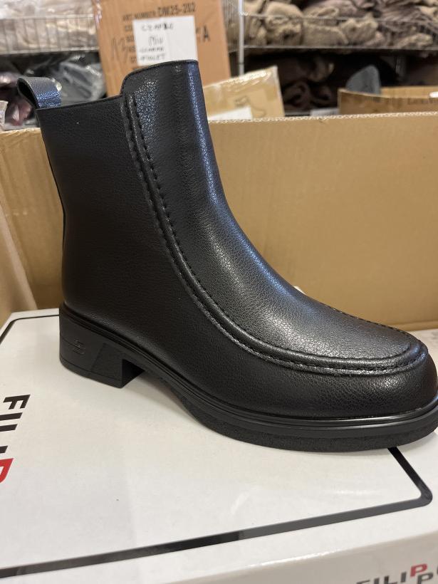 Filip 49 botek wysoki czarny skóra naturalna przeszyty DBT8119/26 BK