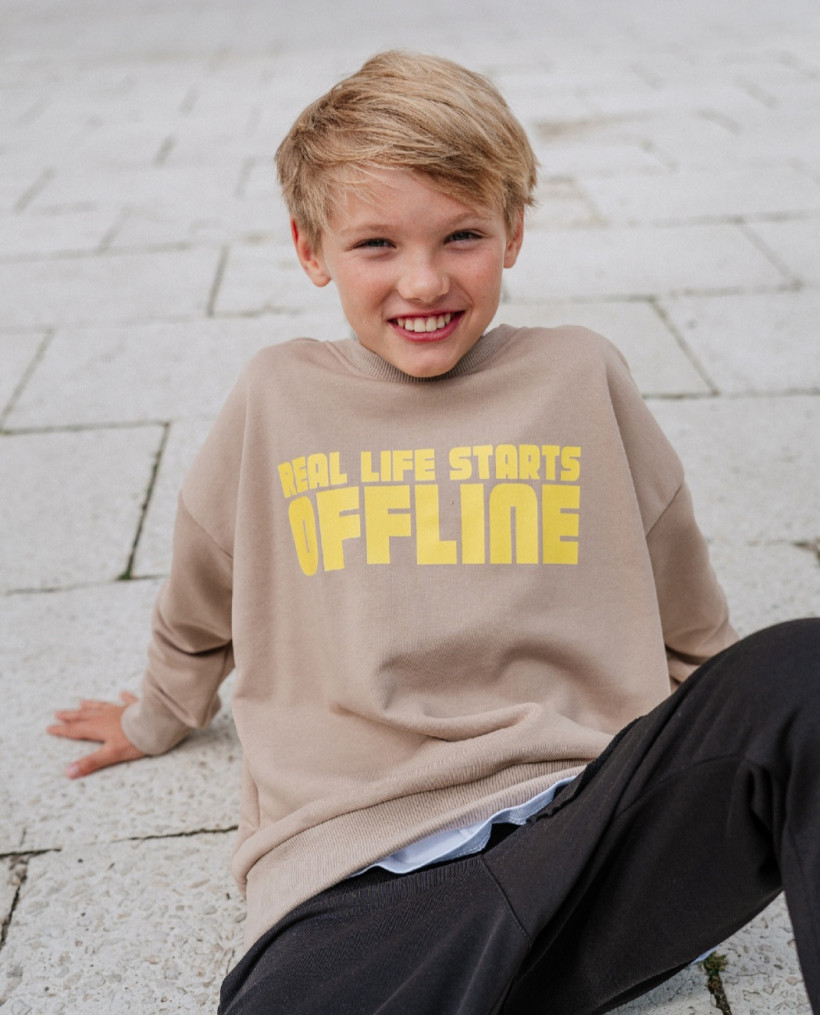 BEŻOWA BLUZA REAL LIFE STARTS OFFLINE AFK