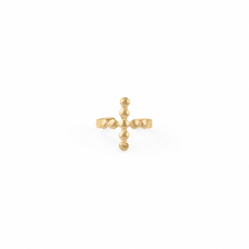 SS/18K BEADED CROSS EAR CUFF