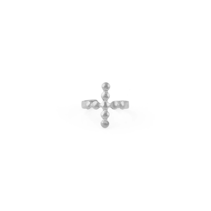 SS BEADED CROSS EAR CUFF