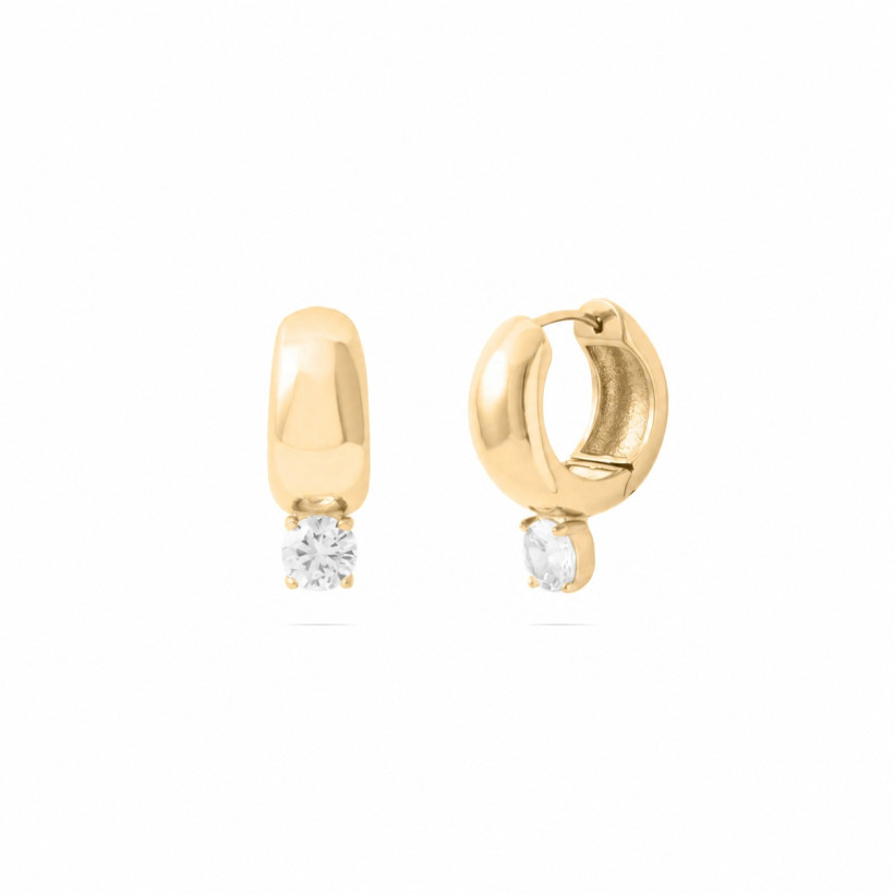 SS/18K CHUNKY ONE STONE EARRINGS