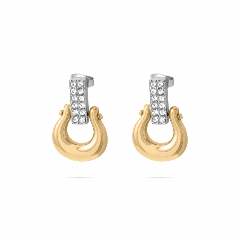 SS/18K MULTI CRYSTAL HORSESHOE EARRINGS 