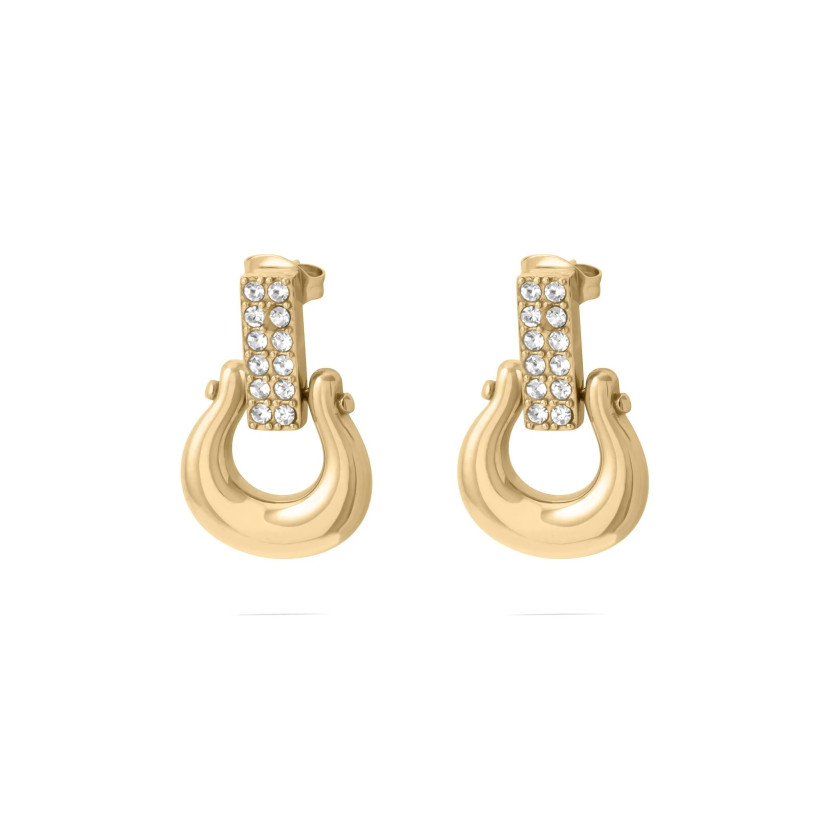 SS/18K  CRYSTAL HORSESHOE EARRINGS 