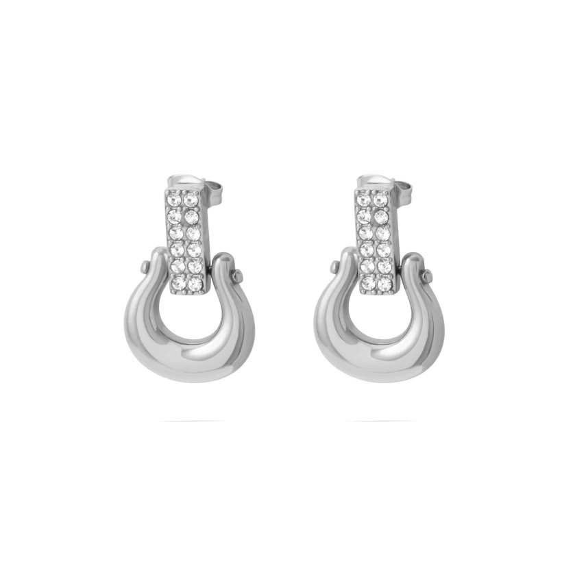 SS CRYSTAL HORSESHOE EARRINGS 