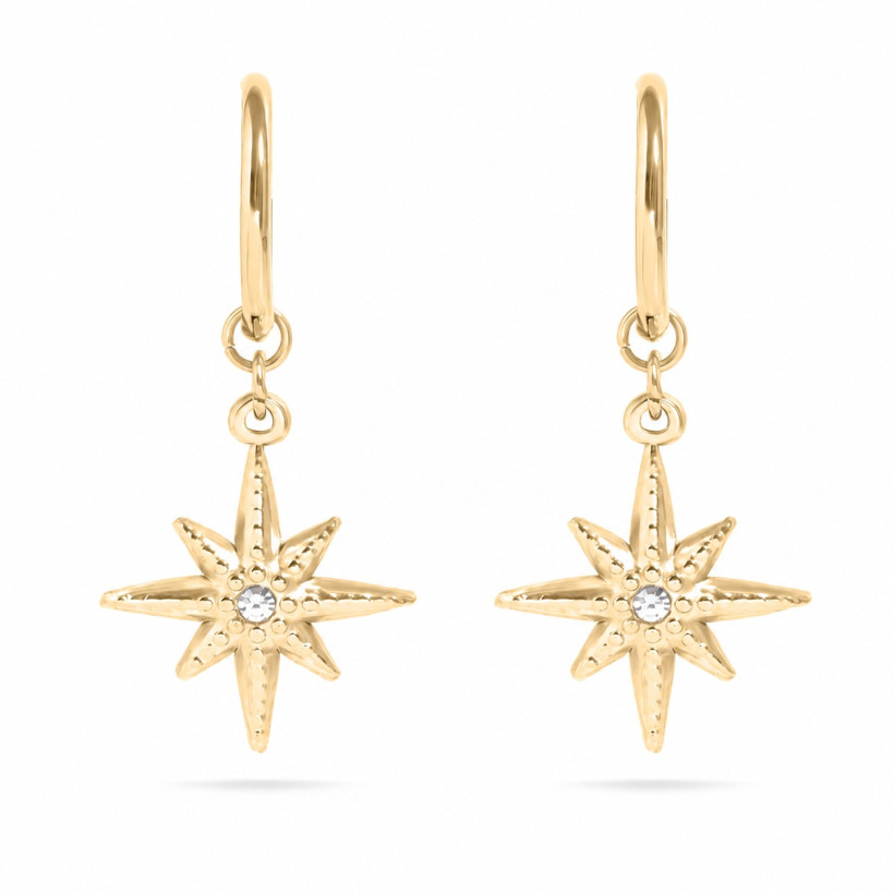SS/18K CZ COMPASS CHARM EARRINGS