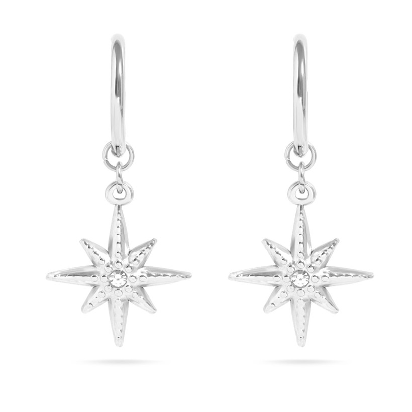 SS CZ COMPASS CHARM EARRINGS 