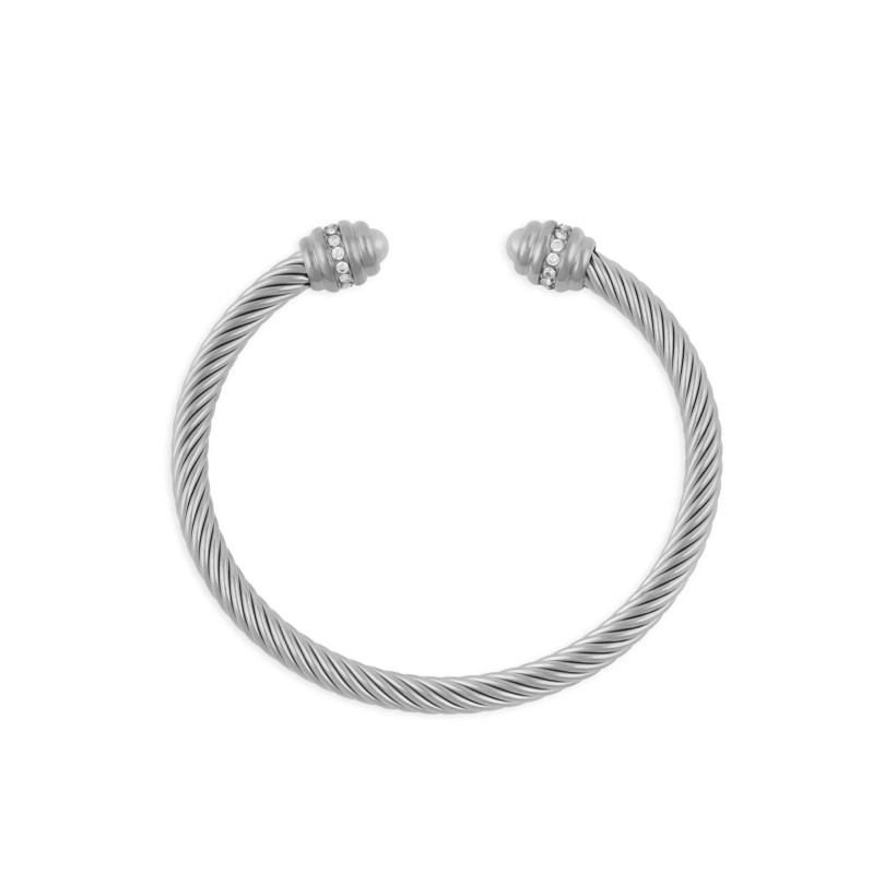 SS PEARL TWISTED BANGLE BRACELET