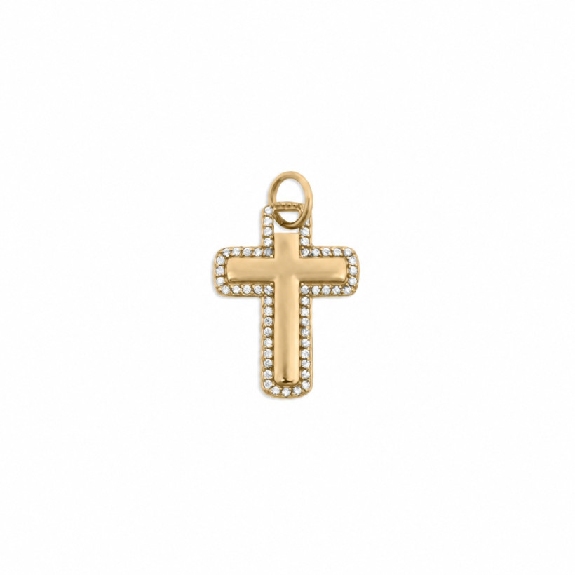 SS/18K CZ CROSS CHARM