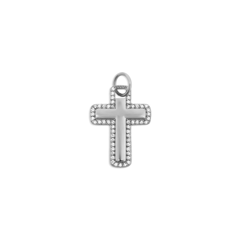 SS CZ CROSS CHARM