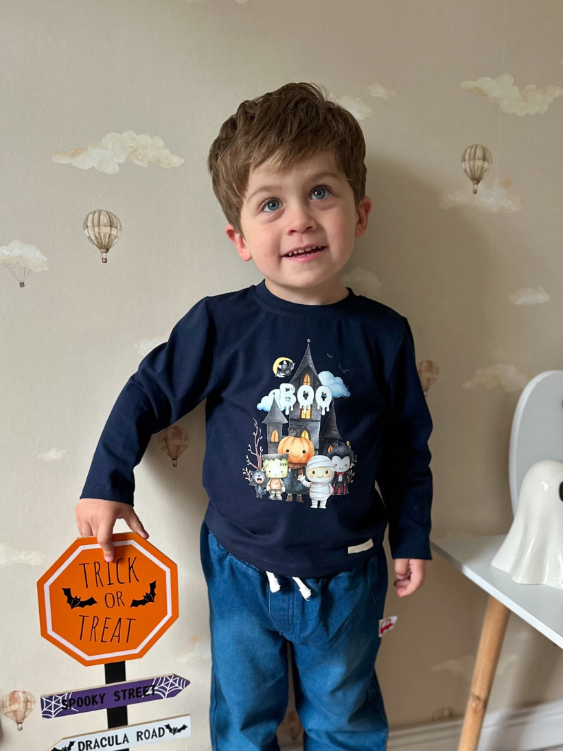 BLUZKA GRANATOWA Z APLIKACJĄ HALLOWEEN AURI&ROZI