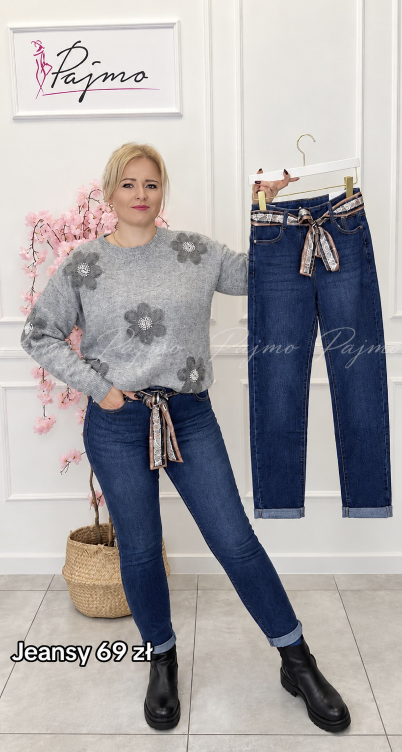 Jeansy Gsmack granatowe 15723