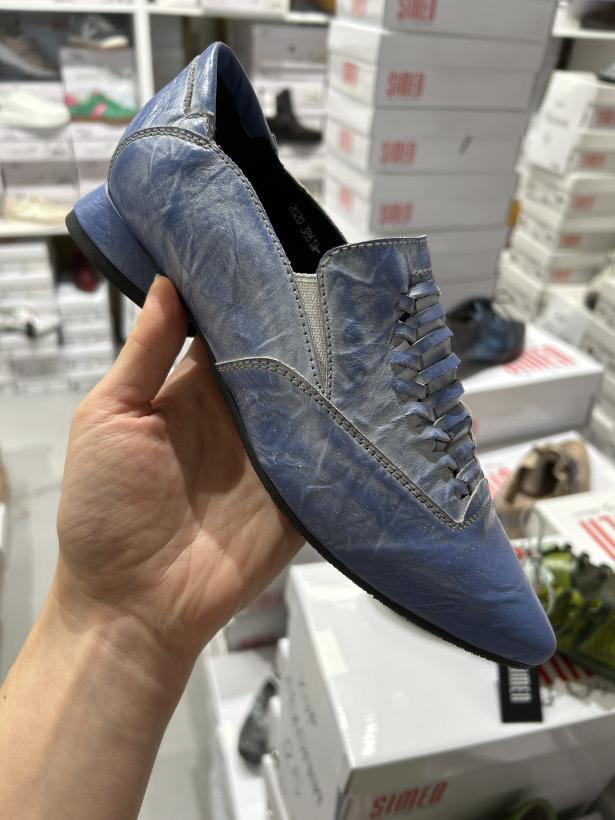 wiosna 3 - simen polskie buty skora wyjatkowe modele  premium wiosenne 3861A  błękitne  wsuwane 