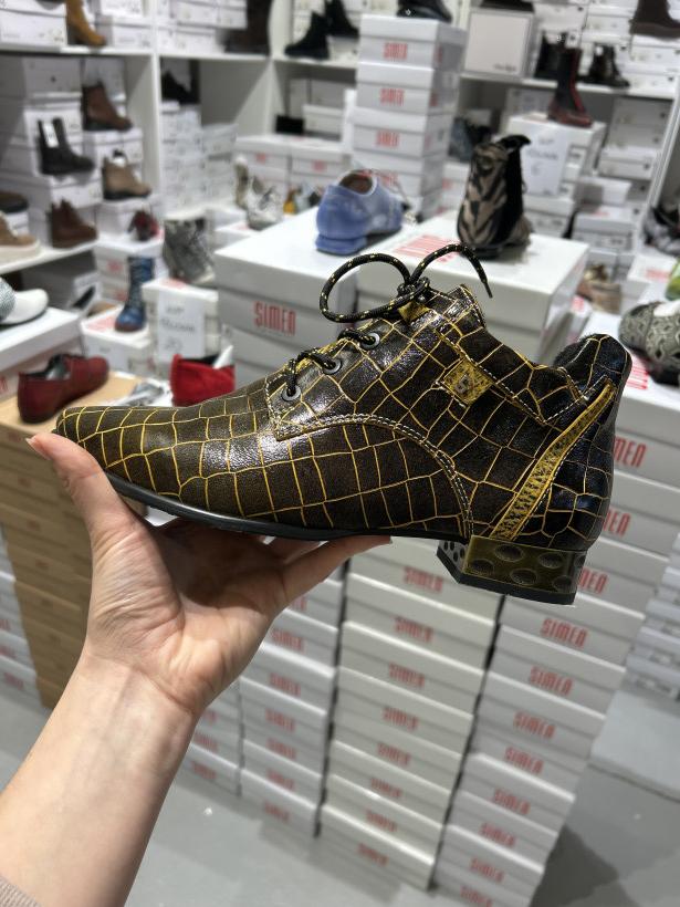odlot 1 - buty premium polska simen skora jesien/zima 7940A żółta krata na zamek