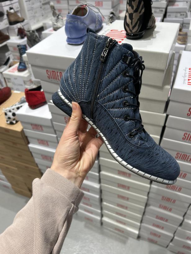 odlot 5 - buty premium polska simen skora jesien/zima 5274A granatowy z srebrnymi ozdobami na zamek