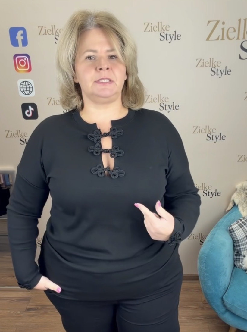 Bluzka z długim rękawem , ozdobny dekolt , Myzem - A027