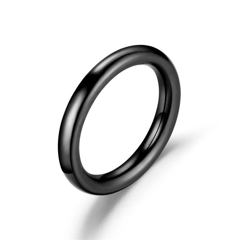 SS BLACK SINGLE ROUND BAND RING *Final Sale*