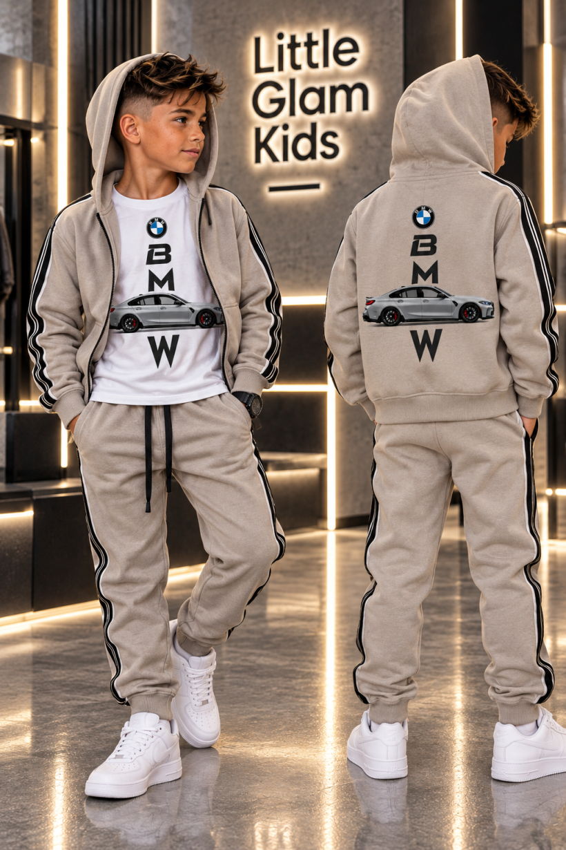 Z Komplet 3cz chłopięcy LAMPASY bluza spodnie t-shirt KD-2090- b m w t-shirt i tyl bluzy