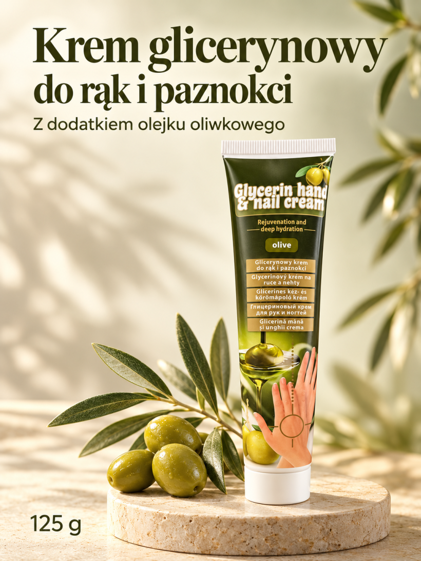 Krem GLICERYNOWY do rąk i paznokci z dodatkiem olejku OLIWKOWEGO - 125g