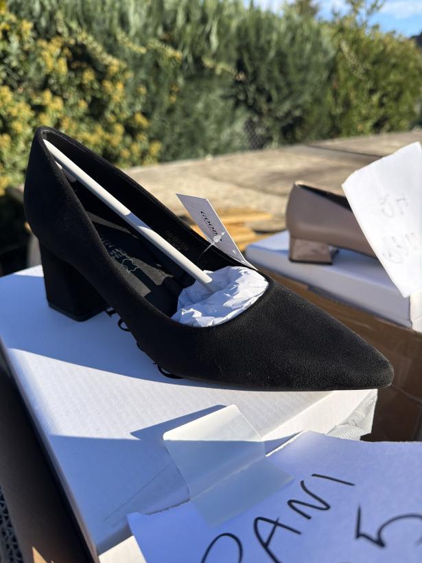 Pani 25 półbut obcas czubek szpic czarny zamsz GD-DO-239 black 