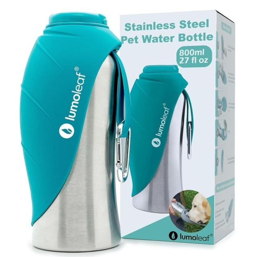 Izolowana butelka na wodę dla psa 750ml zielona