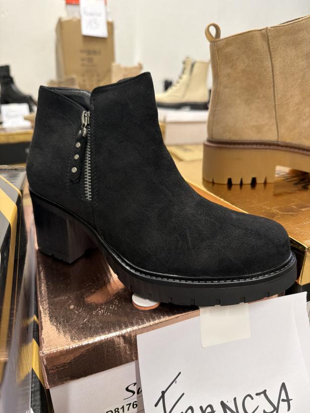 Francja 36 botek czarny z zamkiem na klocku Sweet Shoes D8176 black 