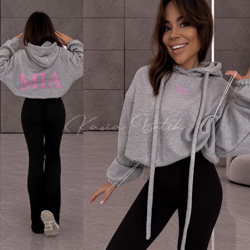 Bluza z bawełną BY MIA LABEL - szary melanż 
